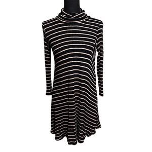 AEO American Eagle Soft & Sexy Black and Beige Striped Sweater Dress Women's M